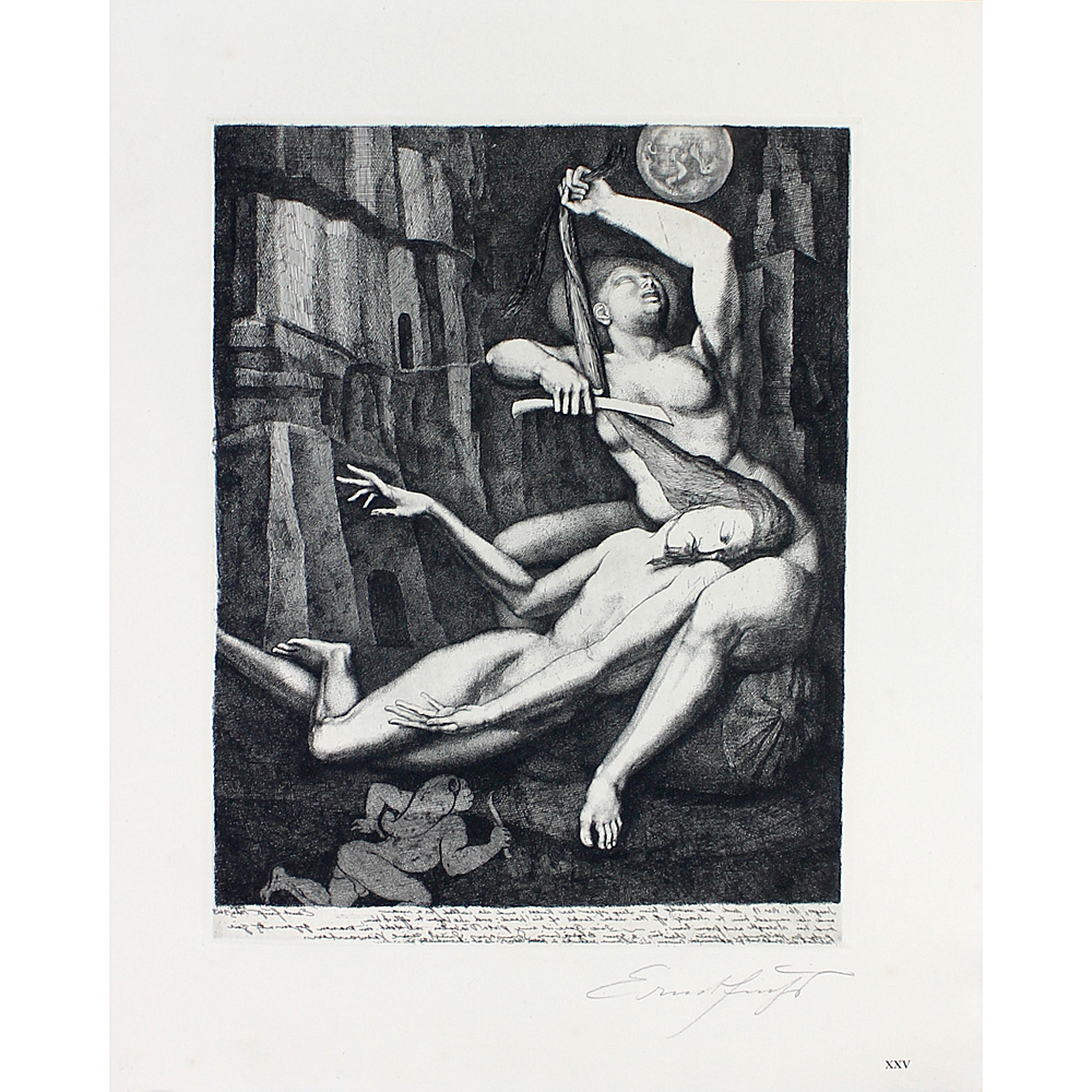 Ernst Fuchs – Delilah cuts Samson's hair