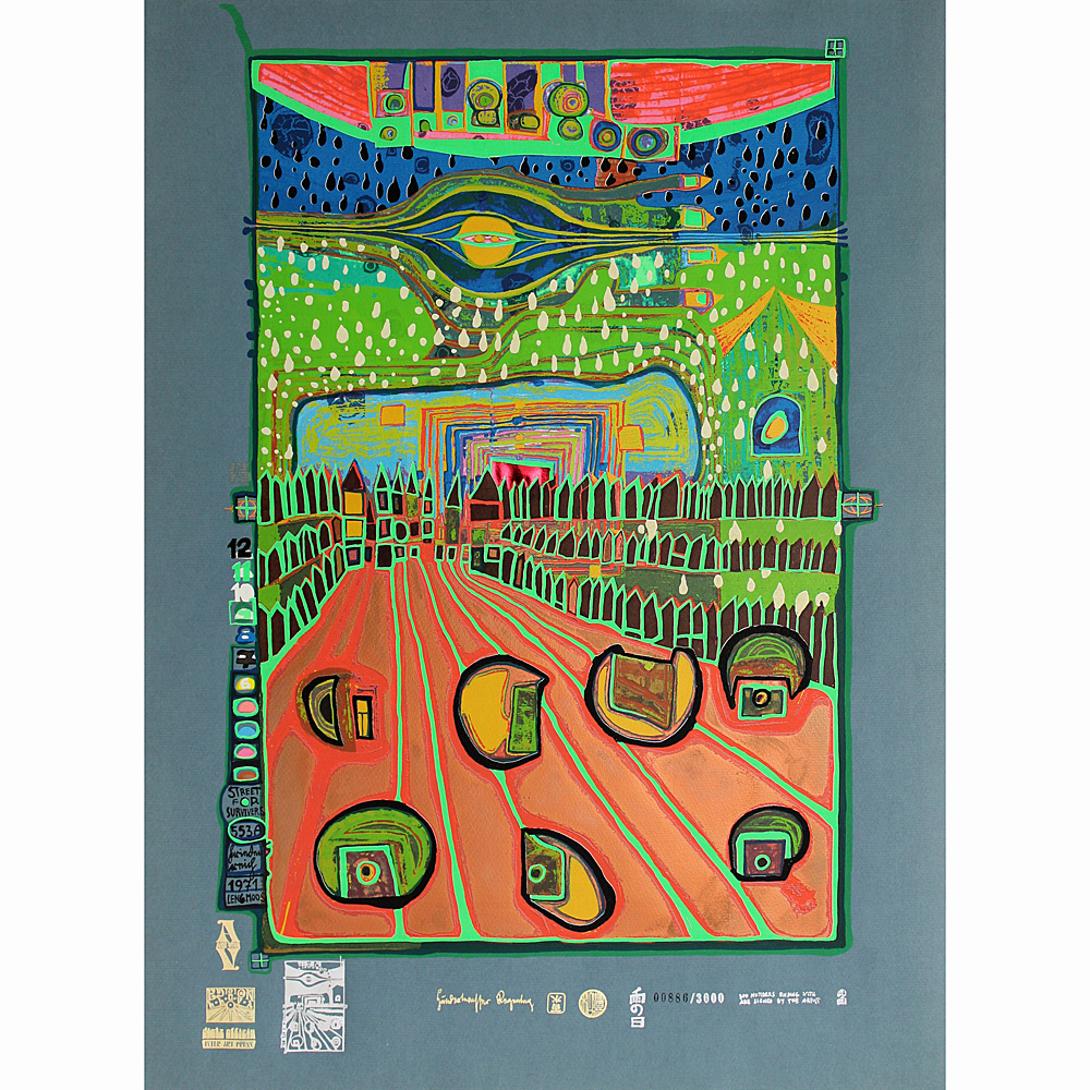 F. Hundertwasser – Regentag: Straße der Überlebenden